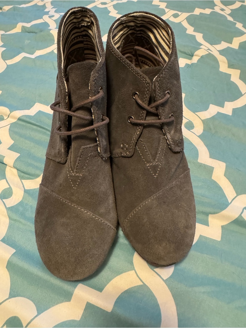 Toms Dark Gray Suede Ankle Booties